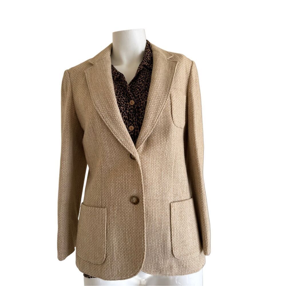 Dalton women’s size 12 cream tan blazer preppy Union Made 70s